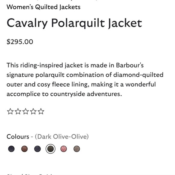 Barbour Cavalry Polarquilt Jacket Size 10 in Dark Olive - Picture 4 of 5